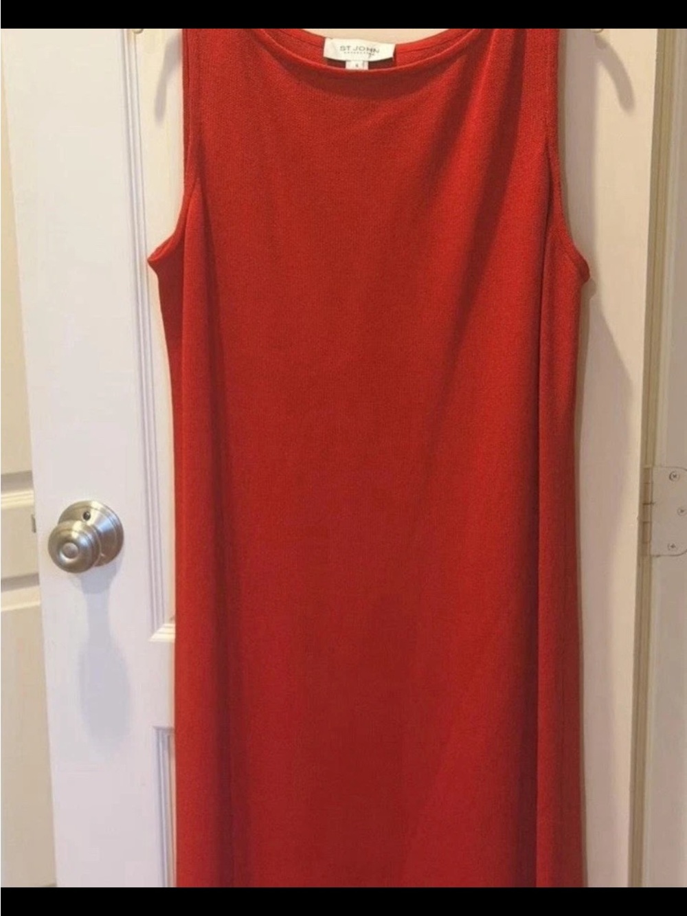 St. John Santana Knit 2 pc Dress Jacket Suit size 14/16 RED - Picture 3 of 5